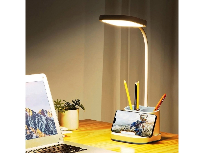 Platinet Skrivebordslampe Led Med Penneholder 2400mah 5w Hvid