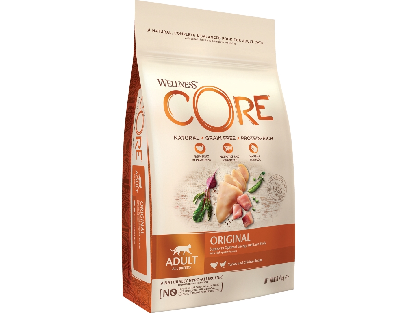 Caniwild CORE kattefoder til voksne med kalkun og kylling opskrift 4 kg
