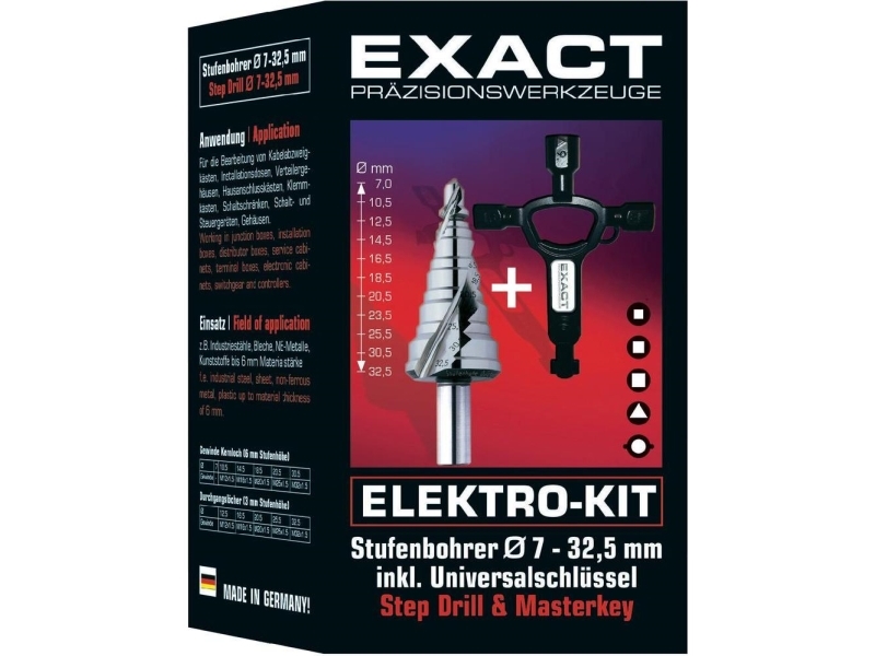 Exact 70606 Hss-Bohrer 7 - 32,5 Mm Zylinderschaft 1 Satz