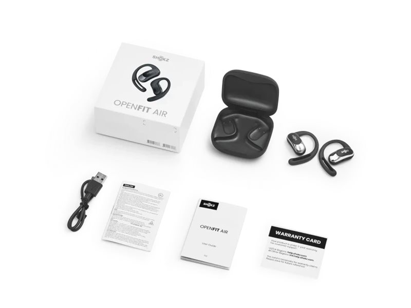 Shokz Openfit Air - Ægte Trådløse Øretelefoner Med Mik. - Åbent Øre - Over Øret-Montering - Bluetooth - Sort
