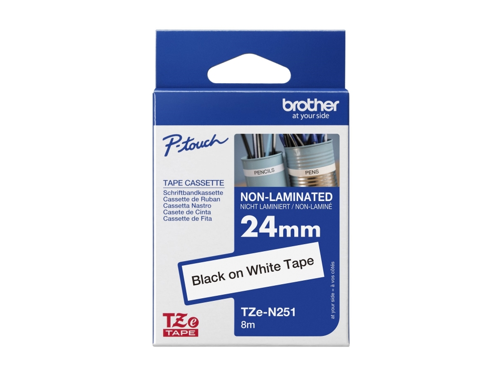 Brother Tze-N251 - Sort På Hvid - Rulle (2,4 Cm X 8 M) 1 Kassette Bånd Uden Laminering - Für Brother Pt-D600 P-Touch Pt-E800 P-Touch Cube Plus Pt-