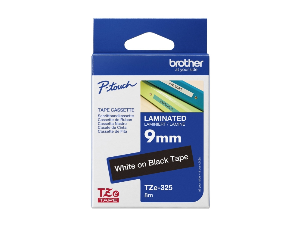 Brother TZe-325 - Standardlim - vitt på svart - Rulle (0,9 cm x 8 m) 1 kassett(er) bandlaminat - för Brother PT-D210, D600, H110 P-Touch PT-1005, 1880, H110, P900 P-Touch Cube Plus PT-P710 | Papper & Emballage - Förpackning - Etiketter och märkning | GameStuff