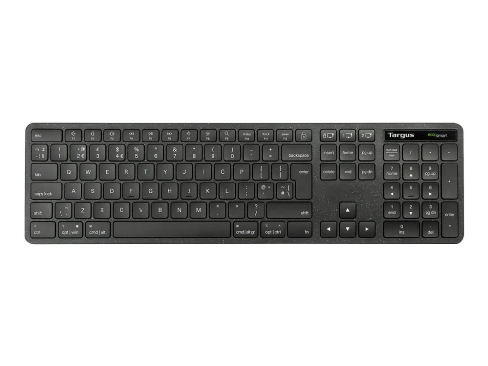 Targus Ecosmart - Tastatur - Full Size - Antimikrobiel - Trådløs - Bluetooth 5.0, 2.4 Ghz - Azerty - Fransk - Sort