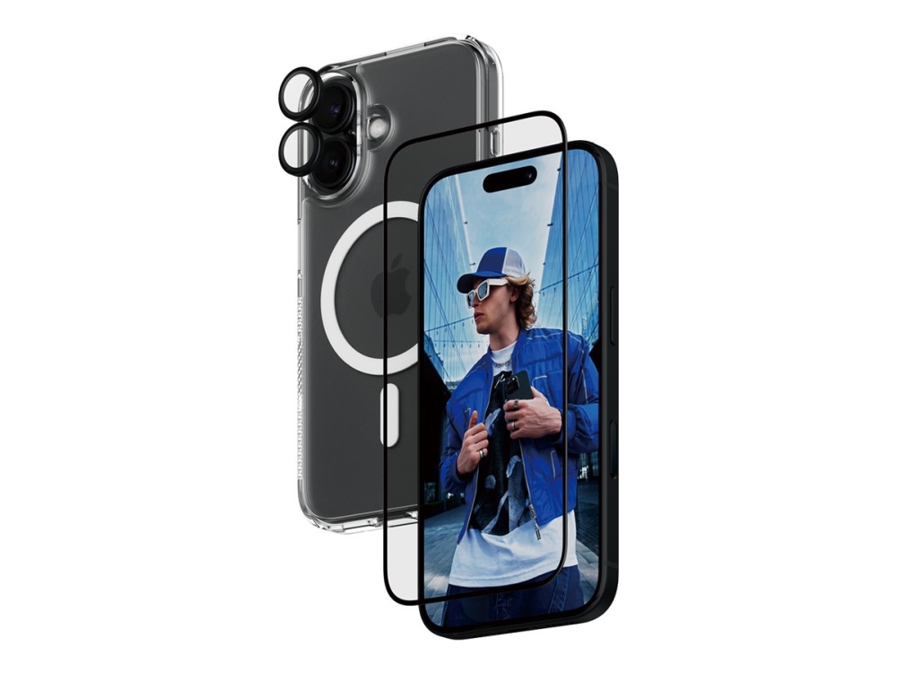 PanzerGlass - 3-i-1-skyddspaket - baksidesskydd för mobiltelefon - ultrabred storlek med EasyAligner - MagSafe-kompatibilitet - återvunnen plast, PET (Polyethylene Terephthalate) - med skärm- och objektivskydd - för Apple iPhone 16 | N - A | GameStuff