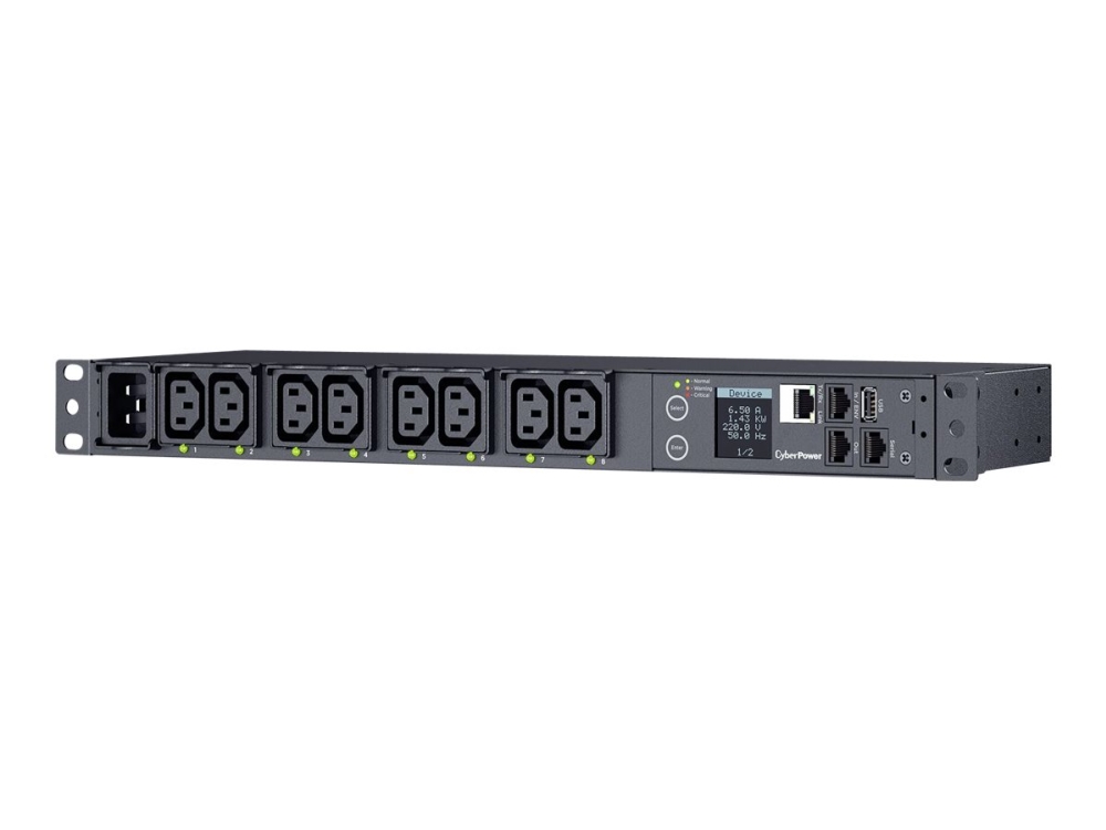 Cyberpower Switched Series Pdu41005 - Strømfordelerenhet (Kan Monteres I Rack) - Ac 100-240 V - Enkeltfase - Ethernet, Serial - Inngang: Iec 60320 C20 - Utgangskontakter: 8 (Power Iec 60320 C13) - 1U - 3.05 M Kabel - Svart