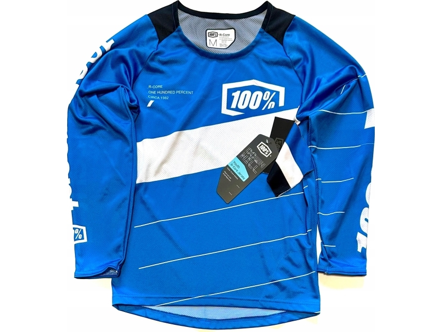 100% Junior jersey 100% R-CORE Jersey langærmet Blå størrelse M (NY 2023)