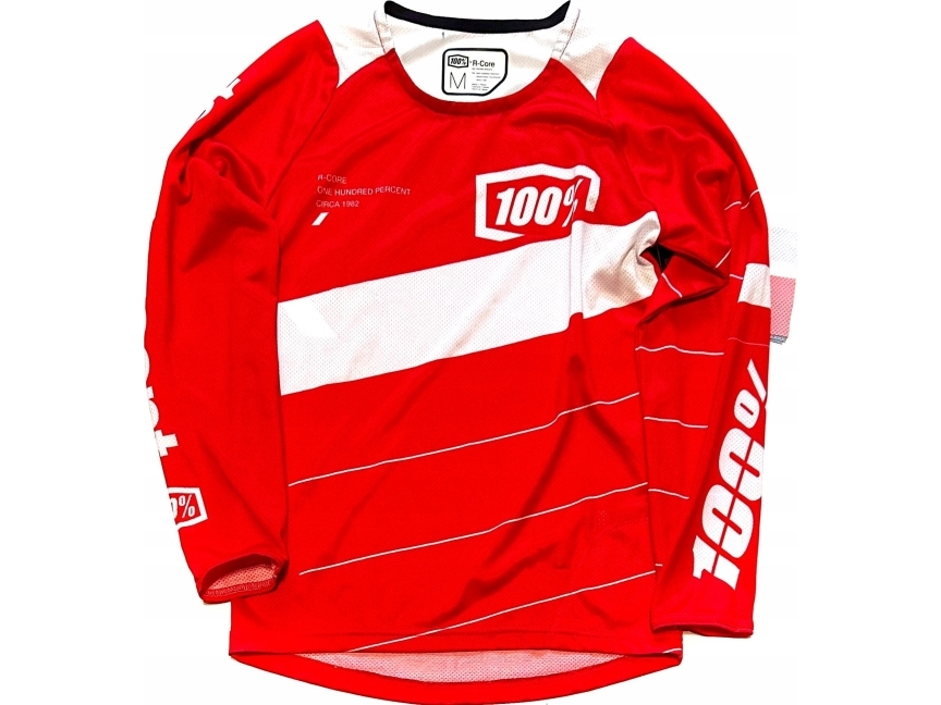 100% juniorskjorte 100% R-CORE Youth Jersey langærmet rød str. M (NEW 2023)