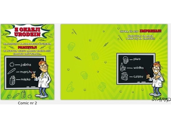 Stamp Gutschein/Glückwunschkarte Comic B6 + Umschlag Muster Nr. 02 (Geburtstag)