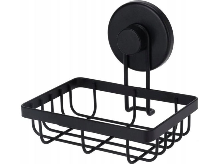Badeværelseskurv til sæbebar med sugekopper, sort 13,4 x 11,5 x 11,5 cm