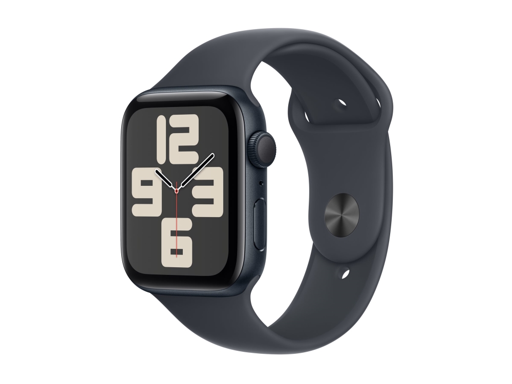 Apple Watch SE (GPS) - 2. generation - 44 mm - midnatsaluminium - smart ur med sportsbånd - fluoroelastomer - midnat - båndstørrelse: S/M - 32 GB - Wi-Fi 4, Bluetooth - 32.9 g