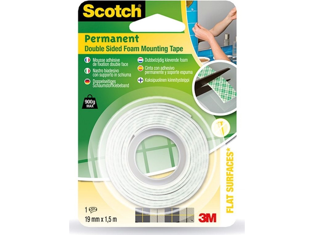 Skumtape 331915N 19mm 1,5m dobbeltklæb | Kontorsmaterial - Tejp & dispensrar - Special tejp | GameStuff