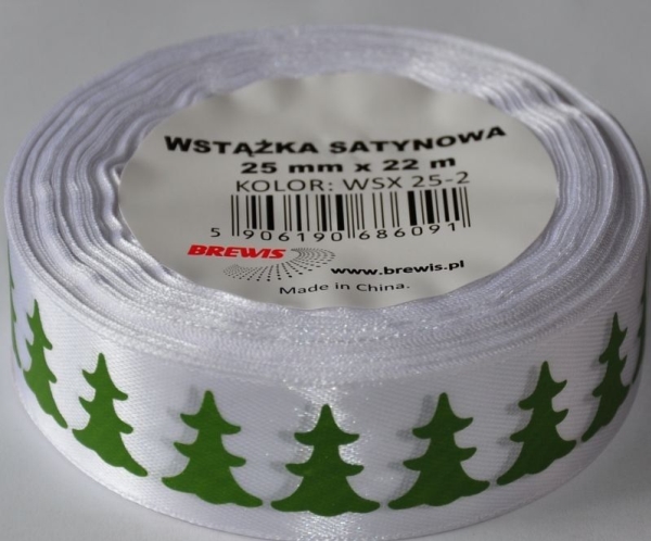 Brewis Weihnachts-Satinband 25Mm X 22M Farbe 2 Brewis