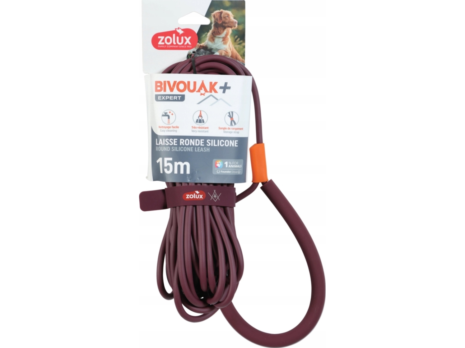 Zolux Runde Hundeleine Silikon Bivouak Rot 15 M
