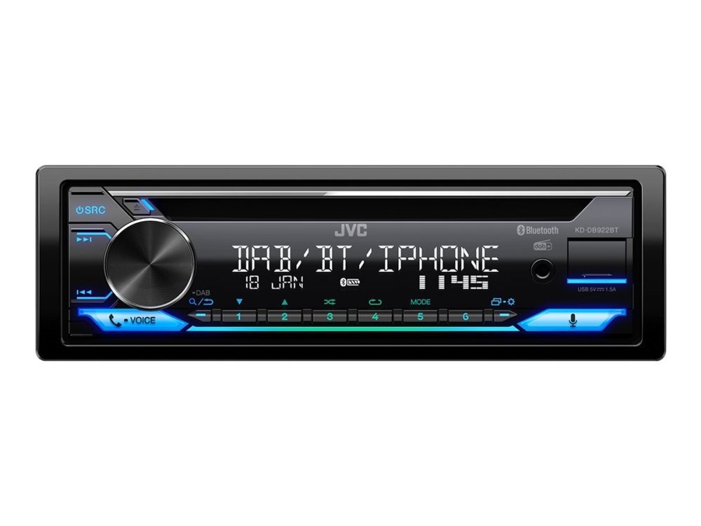 Jvc Kd-Db922bt, Schwarz, 1 Din, 200 W, 7.1 Kanäle, 50 W, Cd, Cd-Rw