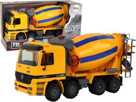 LeanToys betonimylly oranssi pyörivä päärynä ääni valot rakennusajoneuvo