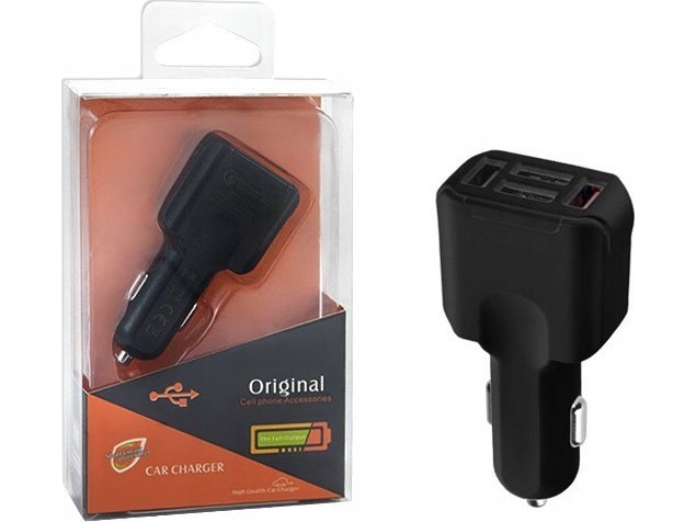 Vega Biloplader 4X Usb 3A Sort Fast Charger Quick 4Xusb 3.0 3000Ma