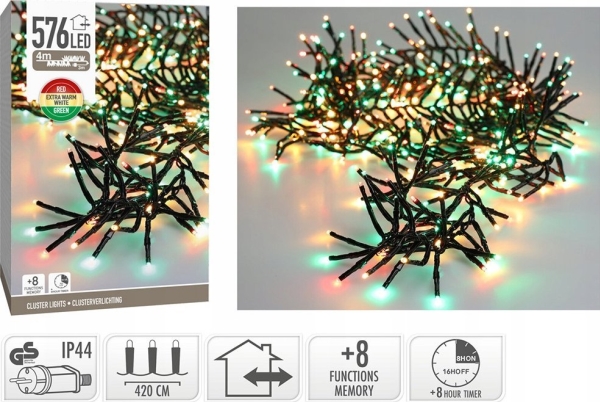Koopman juletræslys CHANDLER LIGHT BRANCH 576 LED TIMER 3 COLOURS
