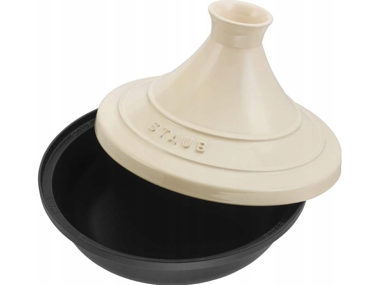 Staub Tajine, Rund, Gjutjärn, Gräddfärgad, 20 cm, 1,6 kg, 1 styck | Bordssättning - Par - Fade | GameStuff