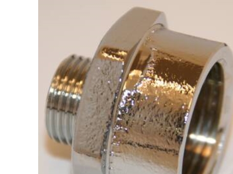 Messing spidsmuffe, krom, 1/2" x 3/8"