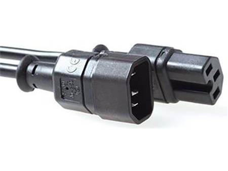 Förlängningskabel 240 VAC med apparatkontakt C14 - C15, längd: 1,5 meter, svart | EL Artiklar - Kablar och ledningar - Kopparkablar | GameStuff