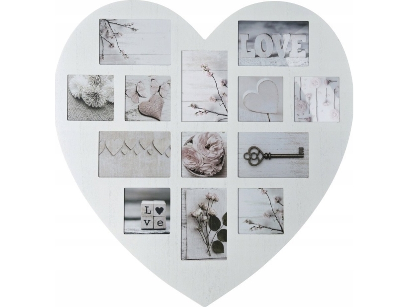 Atmosphera Fotorahmen Aus Holz Heart, Fotorahmen, Mehrfachrahmen, Farbe Grau