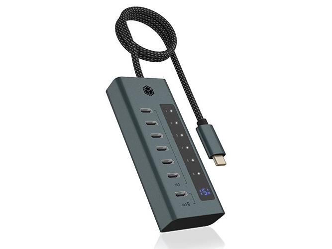 Icy Box Ib-Hub1457-C31 Usb 3.2 Gen 1 (3.1 Gen 1) Type-C 10000 Mbit/S Blau - Grau (Ib-Hub1457-C31)