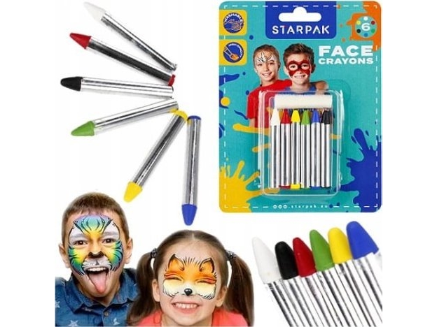 Starpak Farveblyanter til ansigtsmaling 6 farver til børn