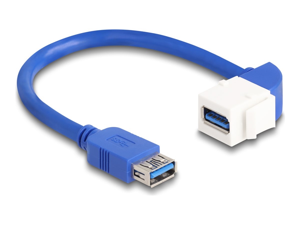 Delock - Usb Forlængerkabel - Usb Type A (Hun) Lige Til Usb Type A (Hun) Vinklet - Usb 3.0 - 20 Cm - Keystone-Stik, Up To 5 Gbps Data Transfer Rate -