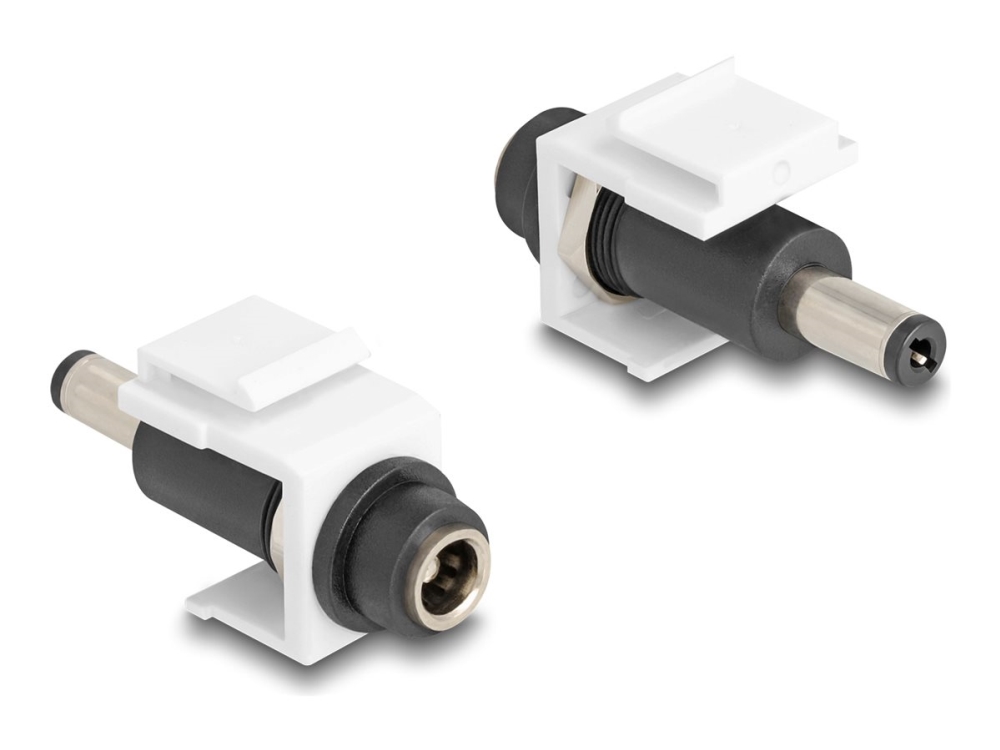 Delock Keystone Modul Dc 5,5 X 2,5 Mm Buchse Zu Dc 5,5 X 2,5 Mm Stecker Weiß, Flach, Weiß, Dc 5.5 X 2.5, Dc 5.5 X 2.5, Weiblich, Männlich