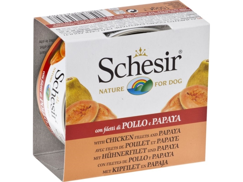 Hundefoder vådfoder Schesir kylling med papaya i gelé - 150 g