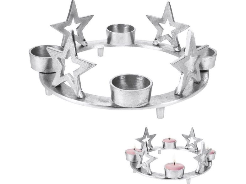 Home Styling Collection Ljusstake För 4 Värmeljus Aluminium Holy Star 4 Delar 25 Cm