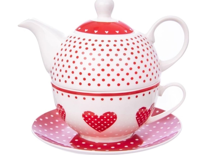 Orion mugg med tesil/slev - prickar & hjärtan 340 ml (127283) | Catering - Drycker - The | GameStuff