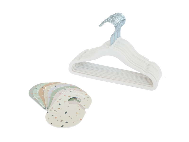 3 Sprout Sæt, Velourbøjle (15 Stk.) Og Skabsdeler (8 Stk.), Creme/Terrazzo
