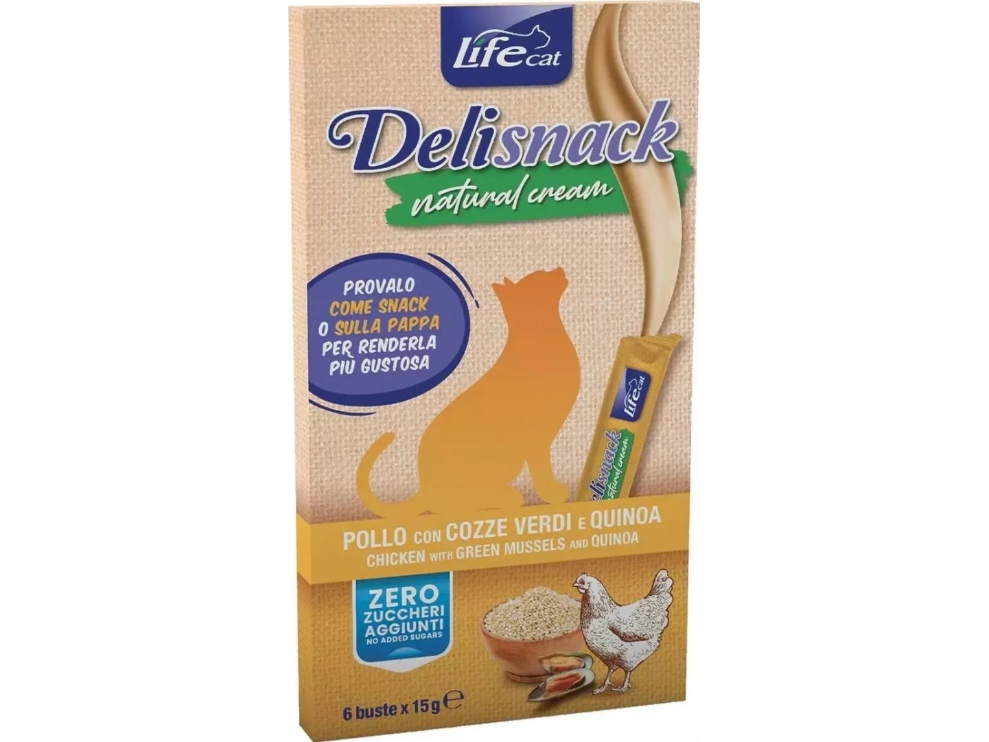 Life Pet Care LIFE CAT DELI SNACK CREAM 6x15 g kylling /12
