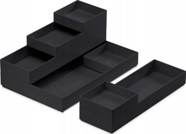 MOXOM Modular Trays-set 7 st. 250x170x65 mm, svart | Möbler - Tillbehör - Kontorsförvaring | GameStuff