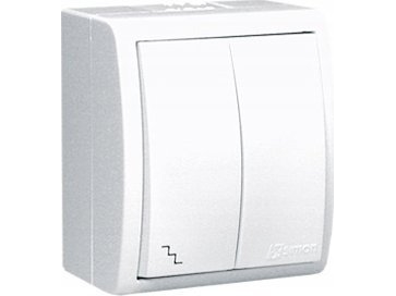Kontakt-Simon trappelyskontakt Kontakt-Simon Aquarius AQW6/2L/X/11 dobbelt stænktæt IP54 m. belysning uden piktogram 10AX 250V~ skrueklemmer hvid