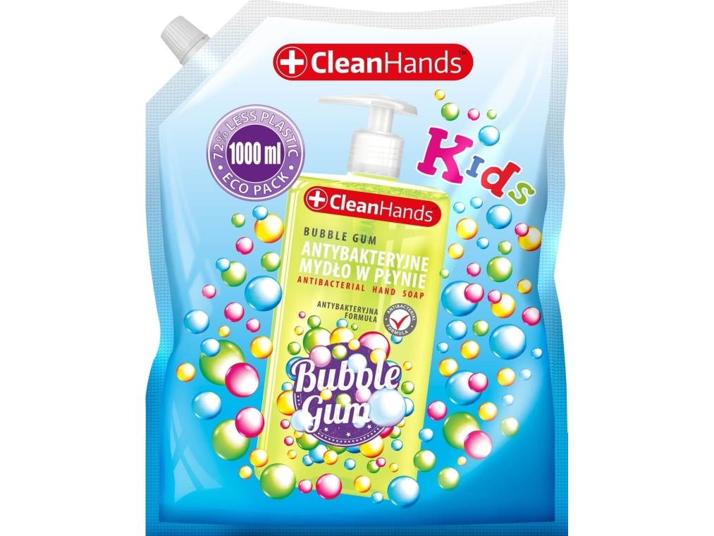 Flydende håndsæbe antibakteriel CLEAN HANDS, ballon-gummi, refill, 1000 ml