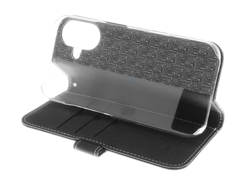 Insmat Exclusive - Flipomslag Til Mobiltelefon - Ægte Læder, Karton+Papir+Aluminiumsfolie, Polycarbonat (Pc), Bomuldssyninger - Sort - For Apple Ipho