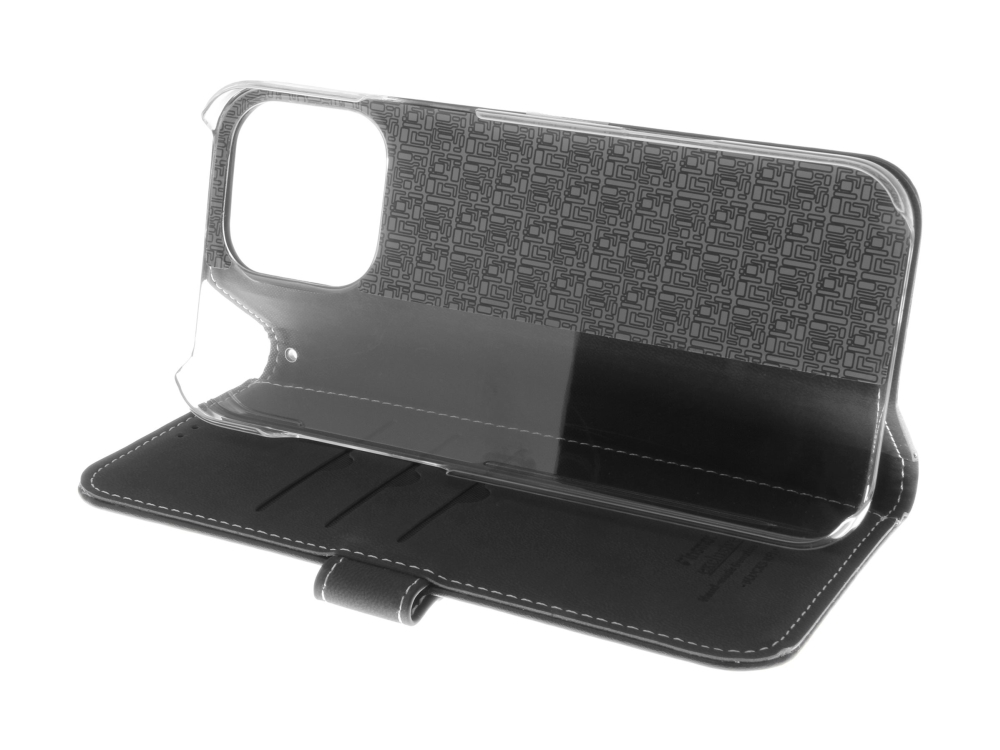 Insmat Exclusive - Flipomslag Til Mobiltelefon - Ægte Læder, Karton+Papir+Aluminiumsfolie, Polycarbonat (Pc), Bomuldssyninger - Sort - For Apple Ipho