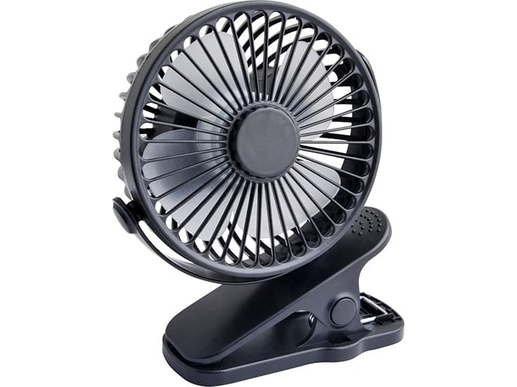 Blæser Blow 44-506# bordventilator med klemme 10 cm USB+akkumulator sort