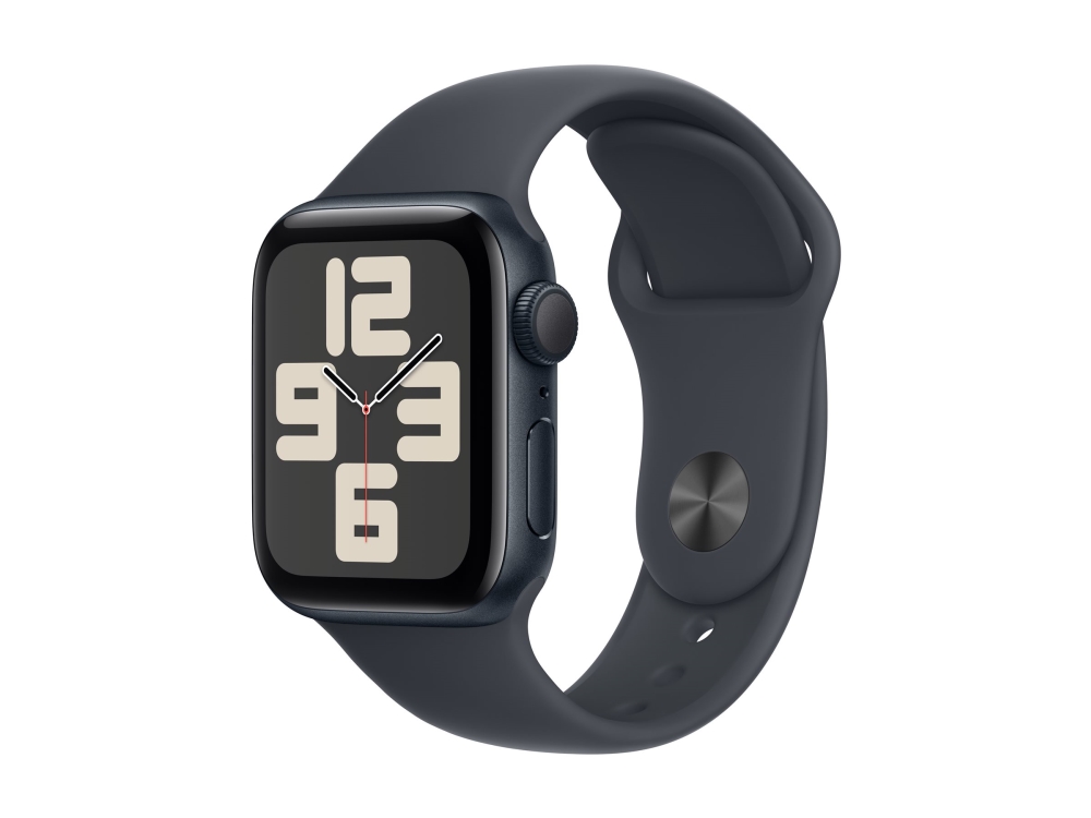 Apple Watch SE (GPS) - 2. generation - 40 mm - midnatsaluminium - smart ur med sportsbånd - fluoroelastomer - midnat - båndstørrelse: S/M - 32 GB - Wi-Fi 4, Bluetooth - 26.4 g