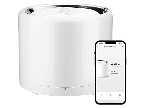 Petkit Smart Pet Drikkefontæne Eversweet 3 Pro (Uvc) 1,8 L, Filtrering, Rustfrit Stål, Hvid