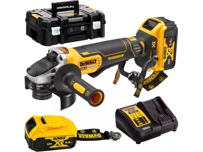 DEWALT šlifuoklis angšt. 18V DCG406P2LRT 125mm BL BL BLATH 2x5.0Ah TSTAK LANYARD READY | Vinkelslipmaskiner | GameStuff
