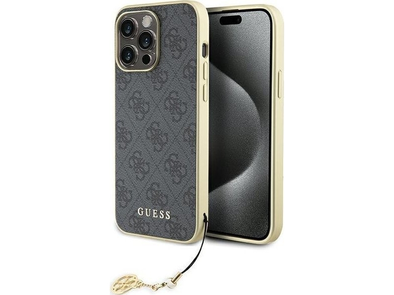 Guess Guhcp15xgf4ggr Iphone 15 Pro Max 6,7" Pilka/Pilkas Kietas Dėklas 4G Charms Kollektion
