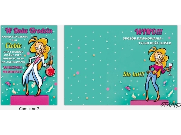 Stamp Karnet Comic Klappkarte B6 + Umschlag, Motiv Nr. 07: Geburtstag