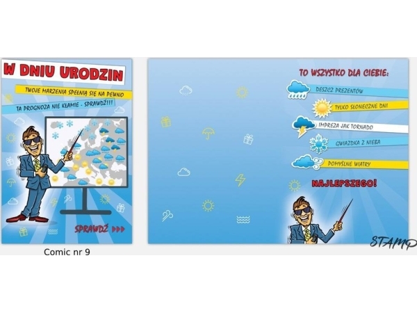 Karnet Fødselsdagskort Comic B6 + Kuvert, Mønster Nr. 09