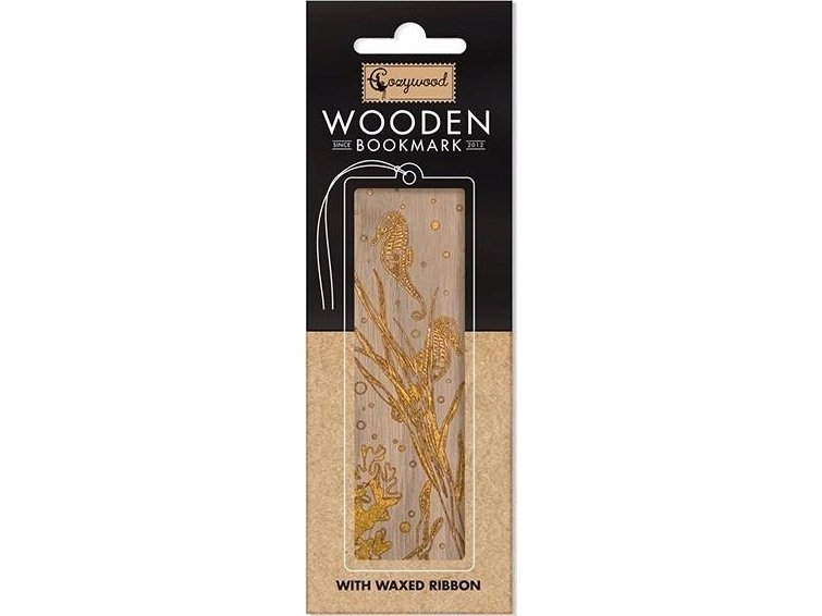 Cozywood Lesezeichen Aus Holz Goldfarbene Seepferdchen
