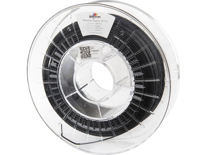 Spectrum Filaments 80467 Pet-G Carbon Filament Petg Compound Carbonfaser Verstärkt, Matt 1,75 Mm 500 G Schwarz, Carbon 1 St
