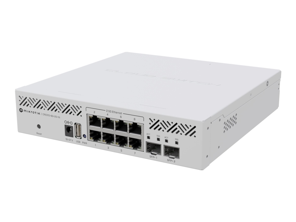 Mikrotik Crs310-8G+2S+In: L3 Smart Switch, Managed, L3, 2.5G Ethernet (100/1000/2500), Power Over Ethernet (Poe), Rack-Einbau, 1U