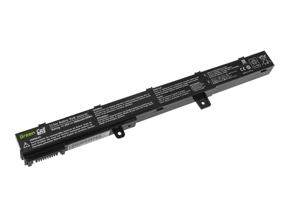 Green Cell Batteri För Barbar Dator Likvardigt Med: Asus A31n1319 Asus A41n1308 Litiumjon 3 Cells 2200 Mah Svart För Asus F551ca F551